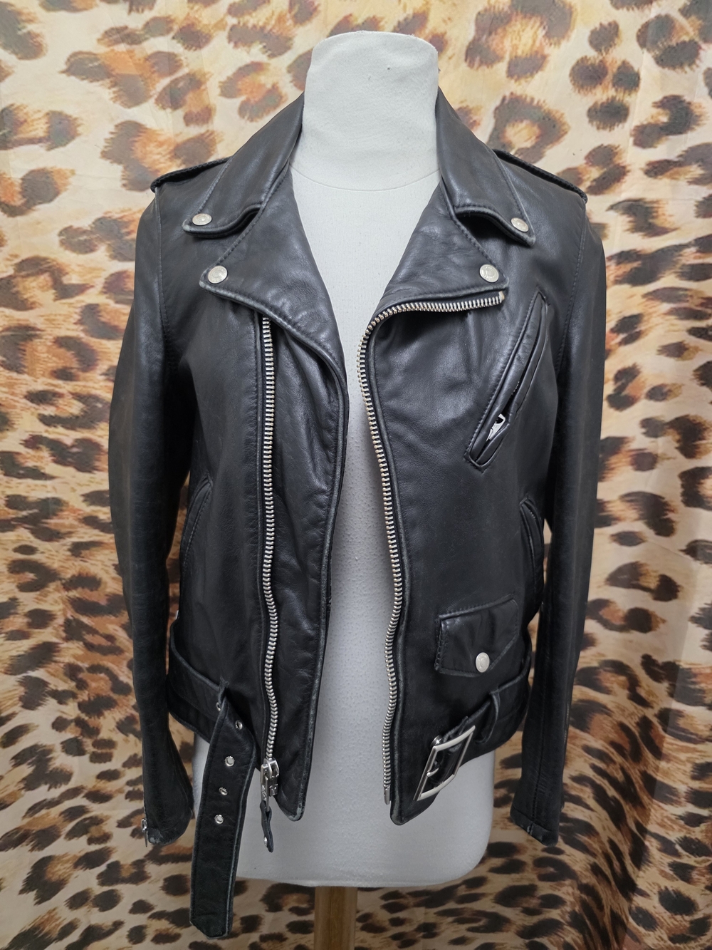 Schott NYC PERFECTO 626VNW Vintaged Cowhide Leather Black Moto Jacket - Size S
